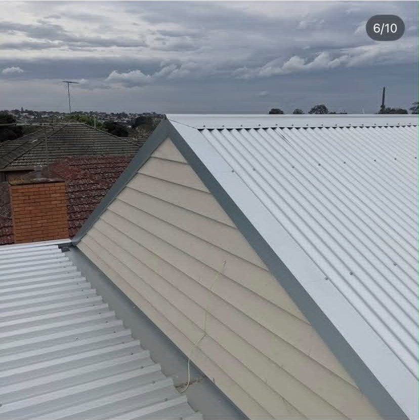New roof sheeting with gable cladding