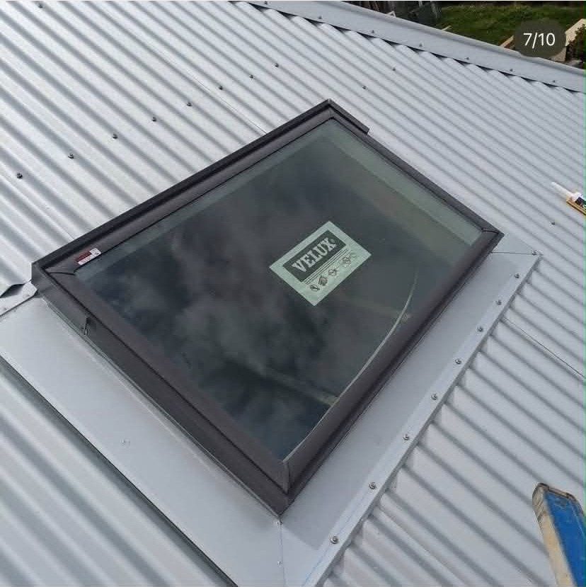 Skylight installed and flashed